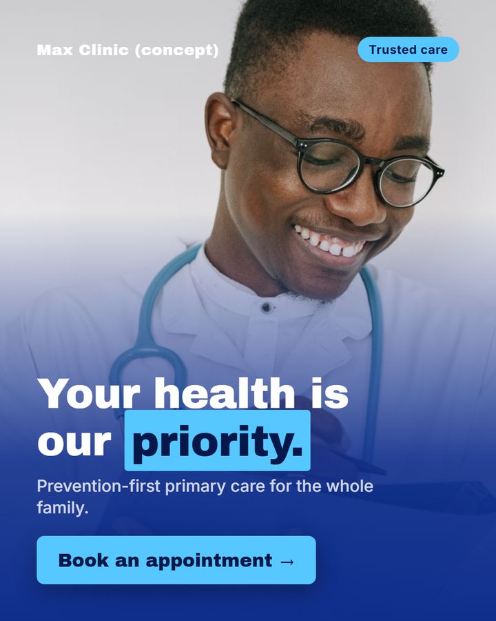 Primary care concept: a provider photo with a prevention led headline